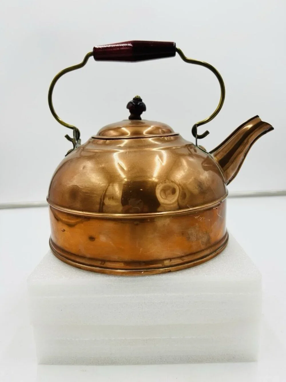 Vintage Revere Ware 1801 Solid Copper Teapot 1981 Wood Handle Rome NY USA